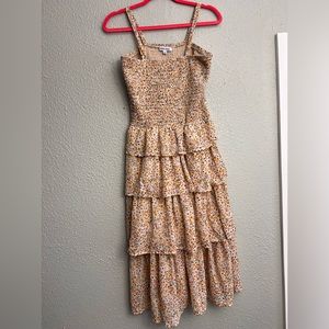 Mimi Chica yellow floral ruffled spaghetti strap women/ girls dress. Size xl